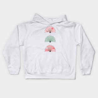 Mint and pink Japanese fans Kids Hoodie